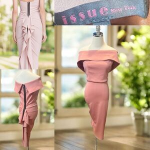 ISSUE NEW YORK Off Shoulder RUFFLE BACK EXPOSED ZIPPER DRESS dress size S